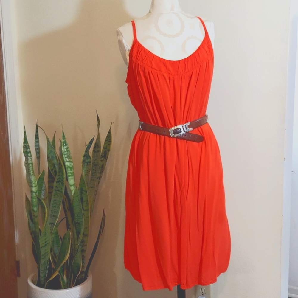 Orange spaghetti strap dress